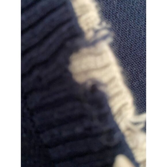 Dear John Distressed Neck and Cuff Navy Blue V Neck Sweater S - Picture 3 of 4